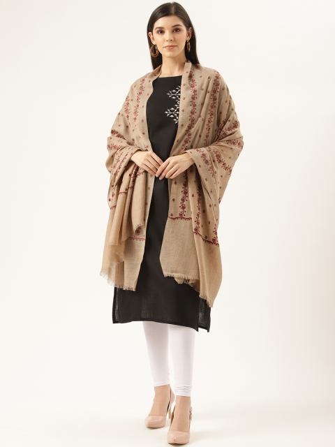 

Monte Carlo Women Beige & Brown Woven Design Shawl