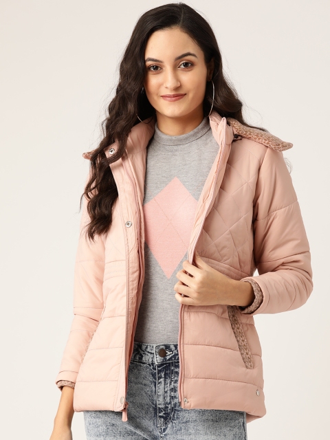

Monte Carlo Women Pink Solid Hooded Padded Jacket