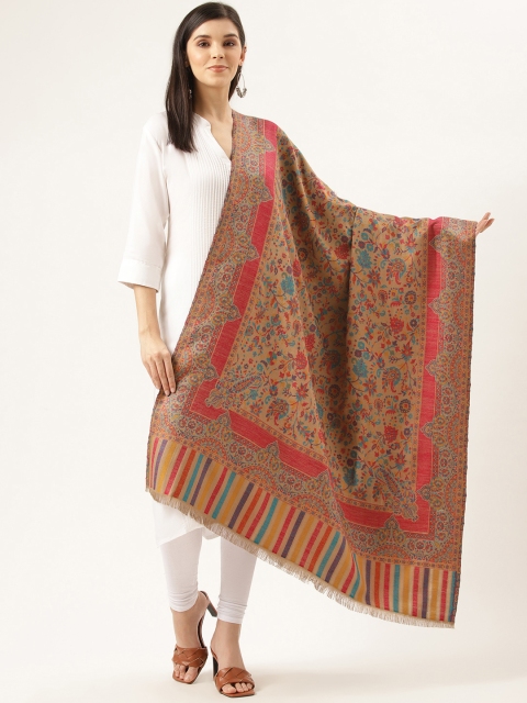 

Monte Carlo Women Beige & Red Woven Design Shawl