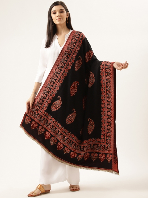 

Monte Carlo Women Black & Red Paisley Self Design Shawl