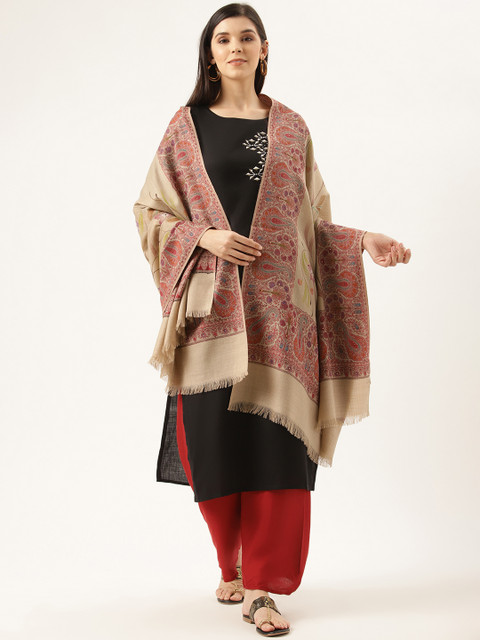 

Monte Carlo Women Beige & Maroon Printed Shawl