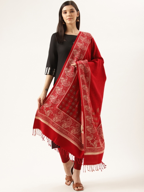 

Monte Carlo Women Red & Cream-Coloured Self Design Shawl