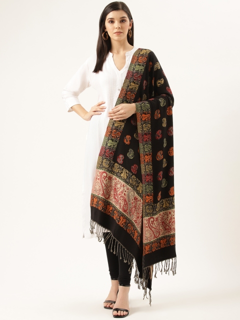 

Monte Carlo Women Black & Orange Paisley Patterned Shawl