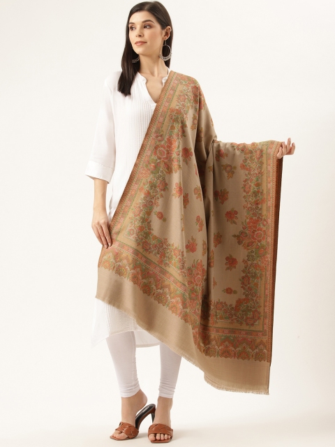 

Monte Carlo Women Beige & Orange Woven Design Shawl
