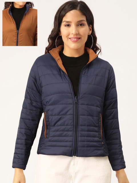 

Monte Carlo Women Navy Blue & Brown Solid Reversible Padded Jacket
