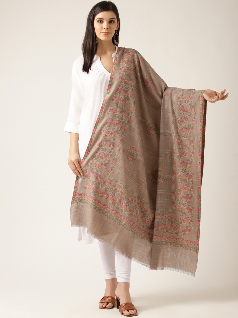 

Monte Carlo Women Beige & Pink Woven Design Shawl