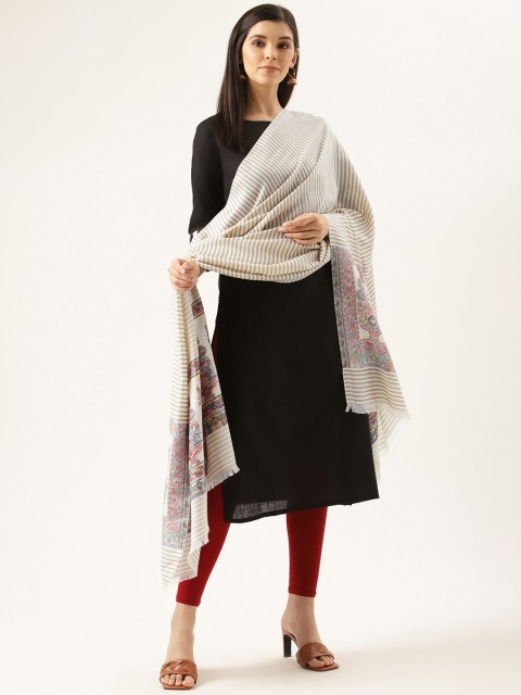 

Monte Carlo Women Beige Self-Striped Shawl