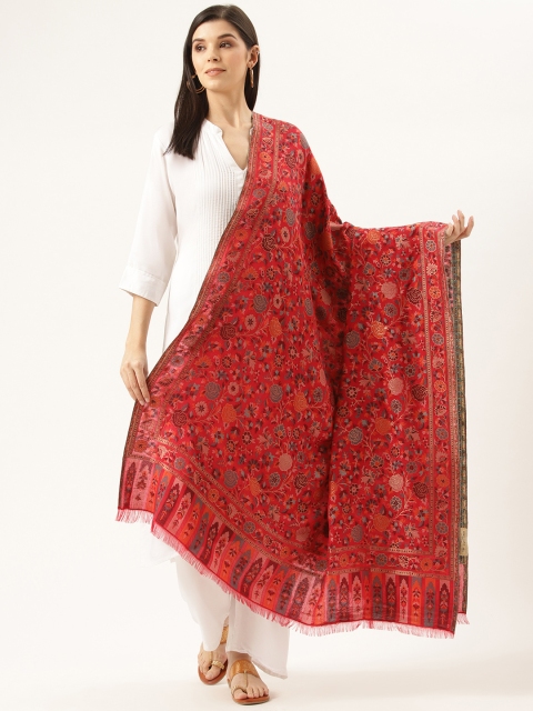 

Monte Carlo Women Red Woven Design Shawl