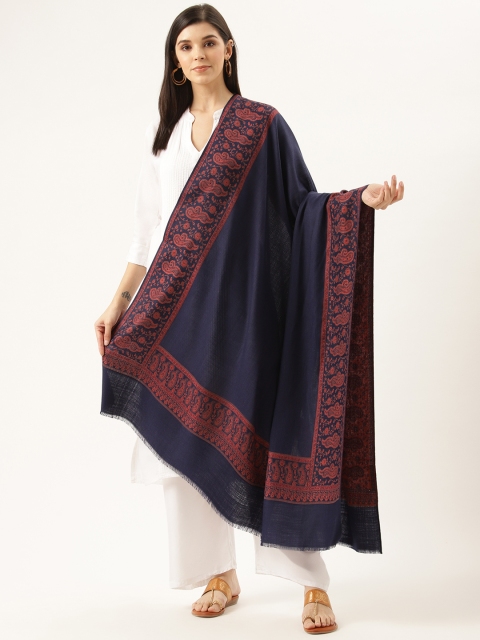 

Monte Carlo Women Navy & Red Solid Shawl, Navy blue