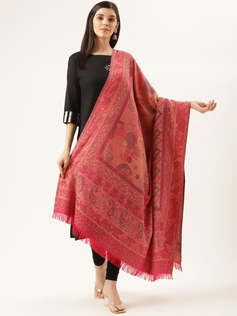 

Monte Carlo Women Pink Woven Design Shawl