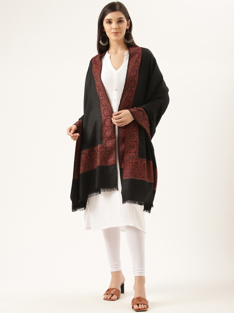 

Monte Carlo Women Black & Maroon Solid Shawl