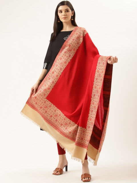 

Monte Carlo Women Red & Beige Solid Shawl