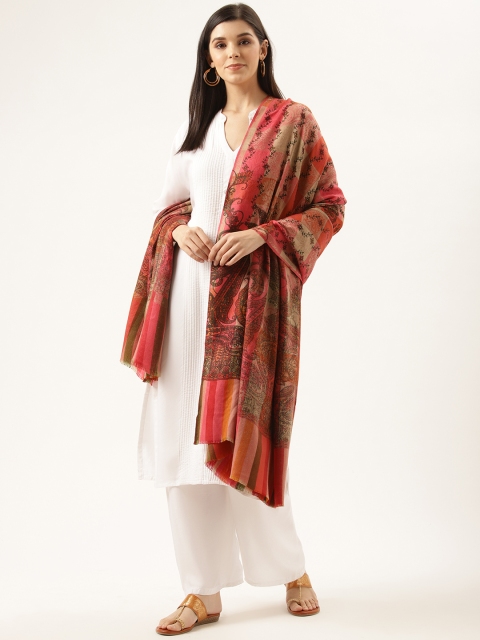 

Monte Carlo Women Pink & Brown Self Design Shawl