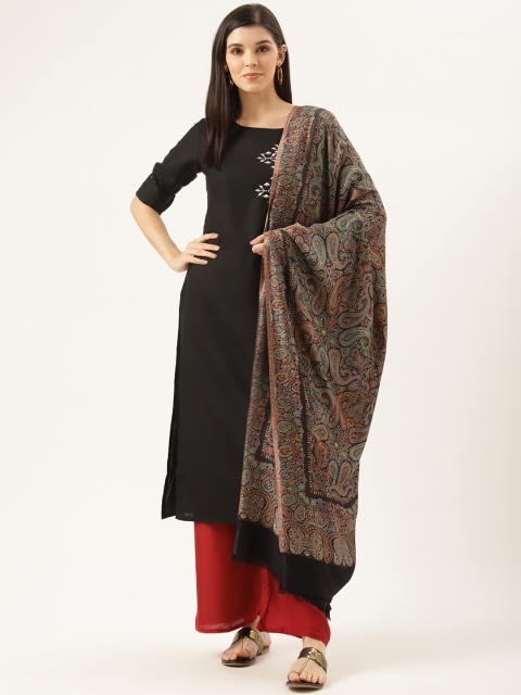

Monte Carlo Women Black & Blue Woven Design Shawl
