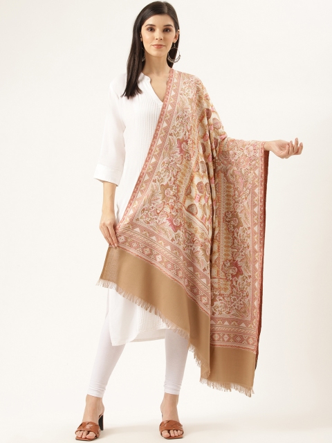 

Monte Carlo Women Off-White & Beige Woven Design Shawl