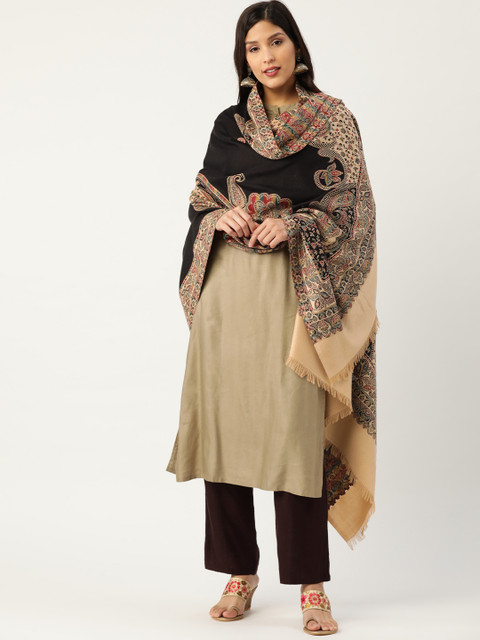 

Monte Carlo Women Black & Beige Woven Design Shawl