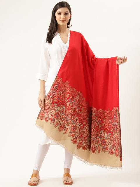 

Monte Carlo Women Red & Beige Woven Design Shawl