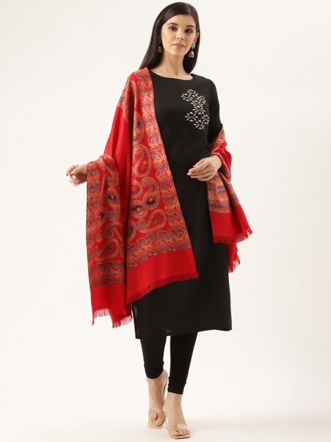 

Monte Carlo Women Red & Beige Woven Design Shawl