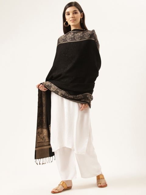 

Monte Carlo Women Black Self-Design Shawl