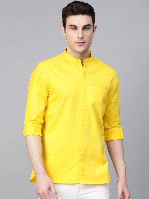 

Bhaane Men Yellow Boxy Solid Casual Shirt