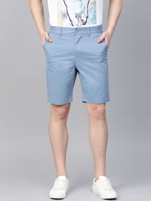

Bhaane Men Blue Pure Cotton Solid Chino Shorts