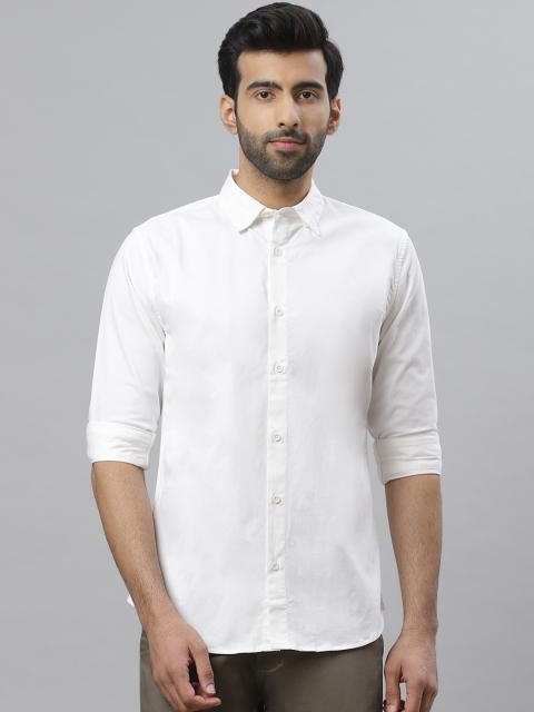

Bhaane Men White Slim Fit Solid Knitted Casual Shirt
