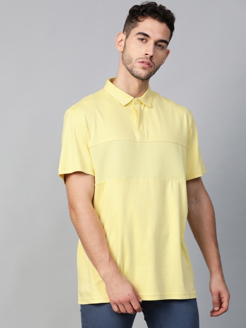 

Bhaane Unisex Yellow Solid Polo Collar T-shirt