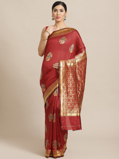 

Saree mall Red & Golden Woven Design Banarasi Saree