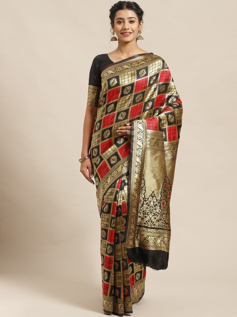

Saree mall Black & Golden Woven Design Banarasi Saree