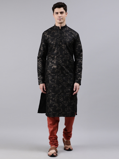 

EthnoVogue Men Black & Red Printed Made to Measure Kurta Set