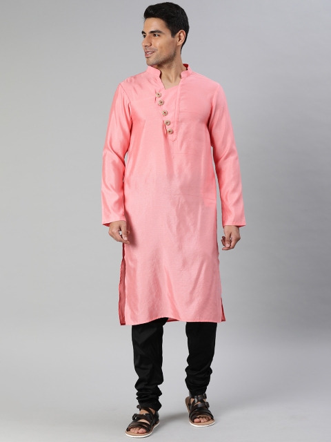 

EthnoVogue Men Pink Solid Made To Measure Kurta with Churidar