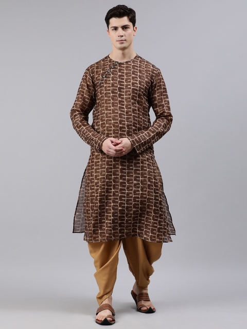 

EthnoVogue Men Brown & Beige Made to Measure Printed Kurta with Dhoti Pants