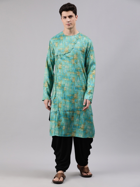 

Bollywood Vogue Men Sea Green & Black Printed Kurta with Dhoti Pants
