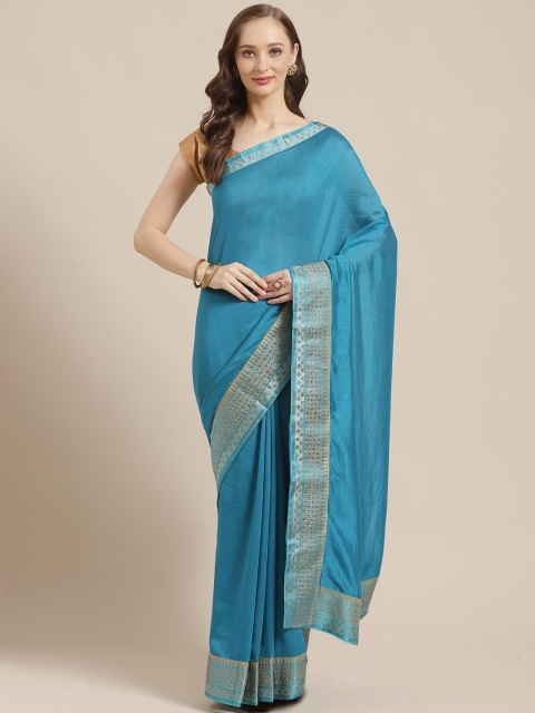 

Mitera Blue Solid Saree