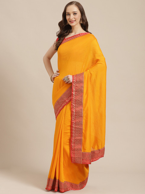 

KALINI Orange Solid Saree