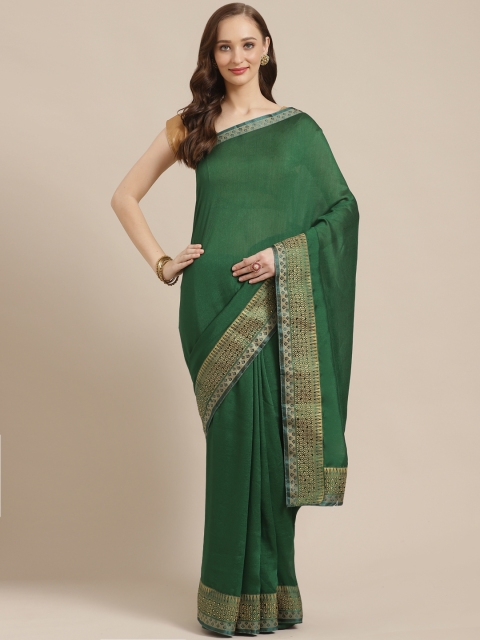 

Mitera Green Solid Saree