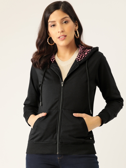 

Monte Carlo Women Black Solid Hooded Sweatshirt