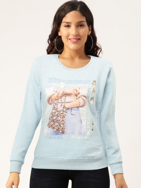

Monte Carlo Women Blue Printed Sweatshirt