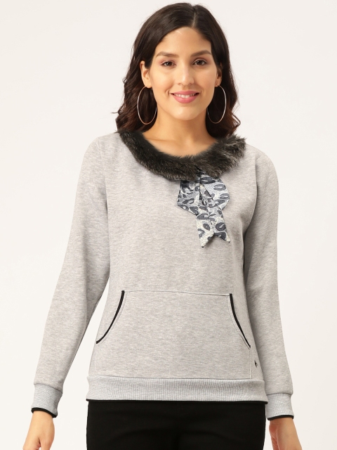 

Monte Carlo Women Grey Solid Sweatshirt