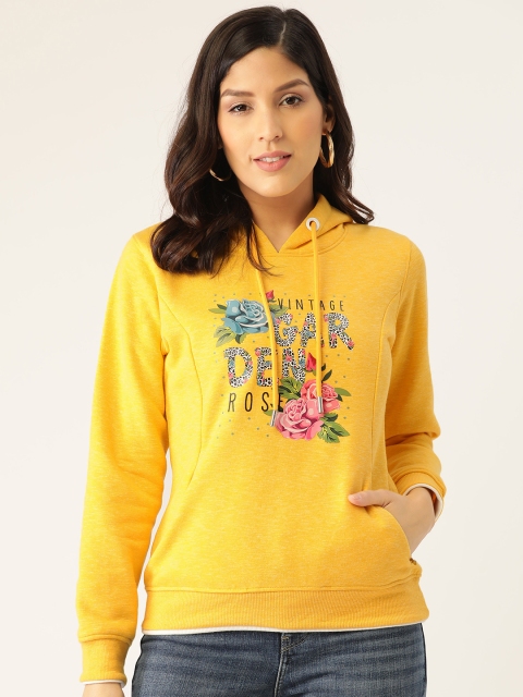 

Monte Carlo Women Yellow & Blue Printed Hooded Sweatshirt