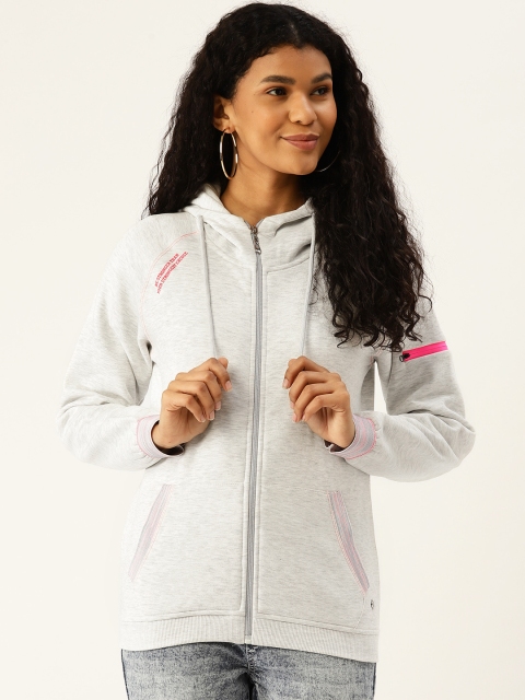 

Monte Carlo Women Grey Melange Solid Hooded Sweatshirt