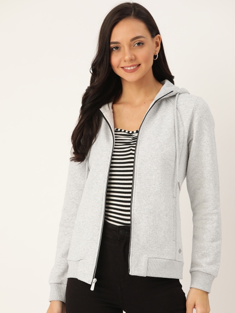 

Monte Carlo Women Grey Melange Solid Hooded Sweatshirt