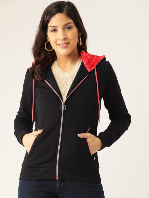 

Monte Carlo Women Black Solid Hooded Sweatshirt