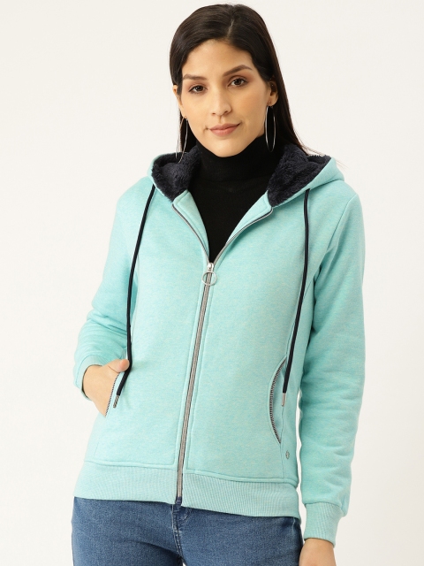 

Monte Carlo Women Blue Solid Hooded Sweatshirt