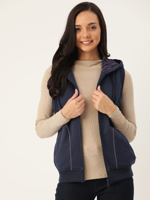 

Monte Carlo Women Navy Blue Solid Hooded Sweatshirt