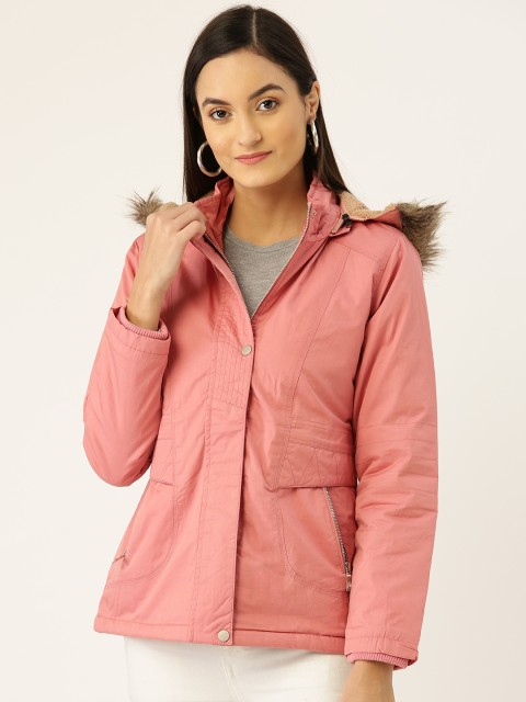 

Monte Carlo Women Pink Solid Hooded Parka Jacket