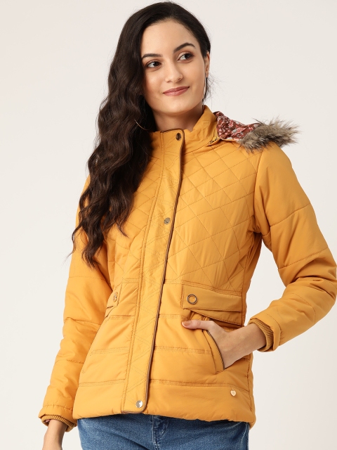 

Monte Carlo Women Mustard Yellow Solid Parka Jacket