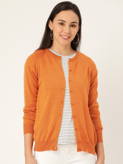

Monte Carlo Women Rust Orange Solid Woollen Cardigan