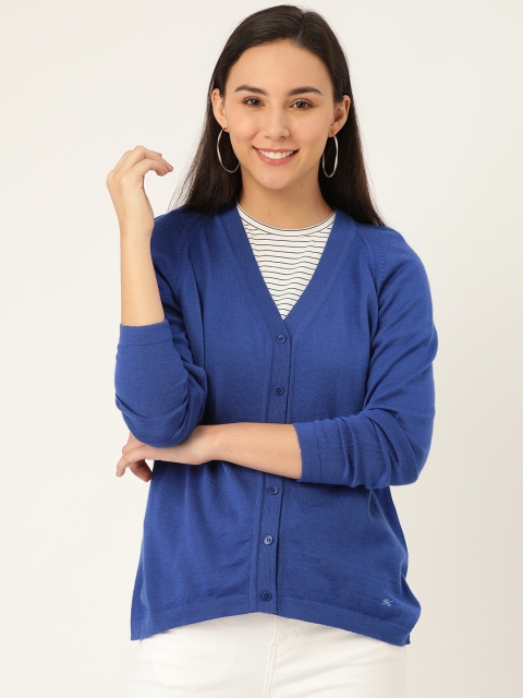 

Monte Carlo Women Blue Solid Woollen Cardigan