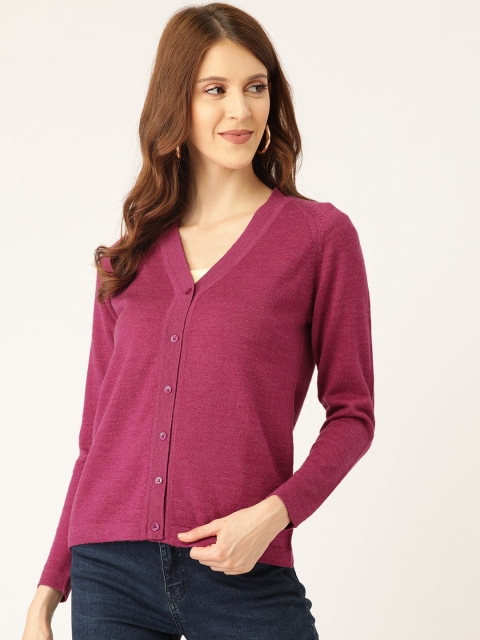 

Monte Carlo Women Pink Solid Woollen Cardigan Sweater